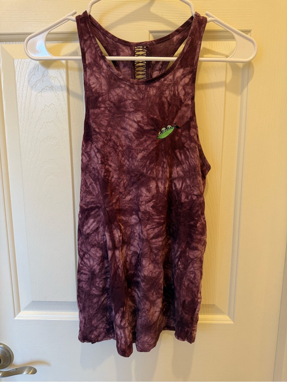 Purple Tie-Dye Sleeveless Tank Top with UFO Embroidery